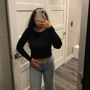 Black lettuce trim long sleeve